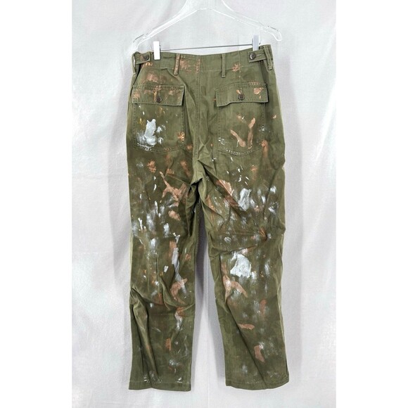 Polo Ralph Lauren sz 8 Pants Paint Splatter Cotton Button Fly Olive Green - Picture 4 of 15